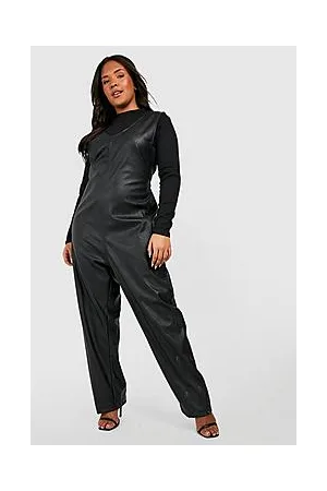 Boohoo Plus Pu Pinafore Jumpsuit