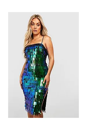 Boohoo Plus Shard Sequin Strappy Midi Dress