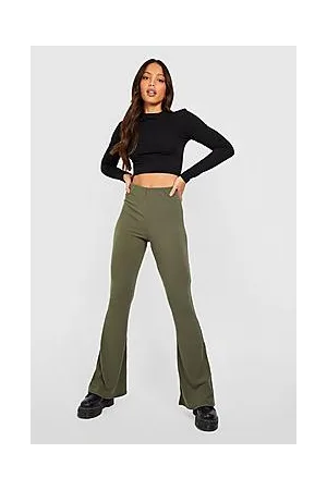 Boohoo Tall Soft Rib High Waist Flares