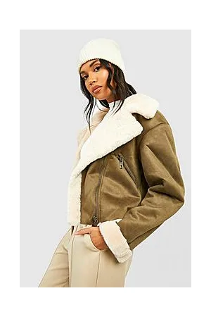 Boohoo Faux Suede Aviator Jacket