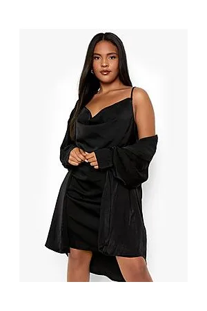 Boohoo Plus Satin 2 In 1 Shirt & Satin Slip Dress
