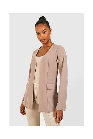 Boohoo Tall Basic Jersey Collarless Fitted Blazer