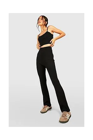 Boohoo Seam Detail Bralet And Wide Leg Knitted Set