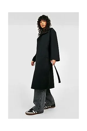 Boohoo Contrast Trim Wool Look Coat