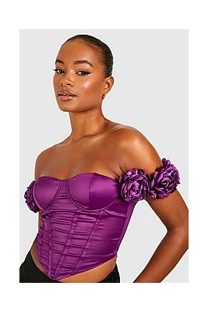 Boohoo Tall Satin Rose Corset Top