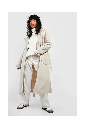 Boohoo Quilt Detail Wool Look Trench Coat
