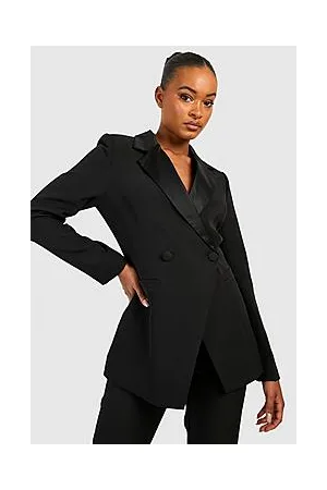 Boohoo Tall Satin Collar Fitted Tuxedo Blazer