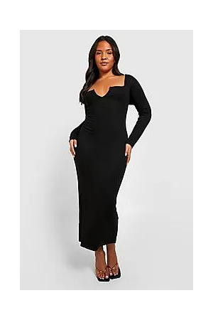 Boohoo Plus Jersey Notch Front Midaxi Dress