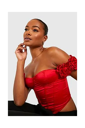 Boohoo Tall Satin Rose Corset Top