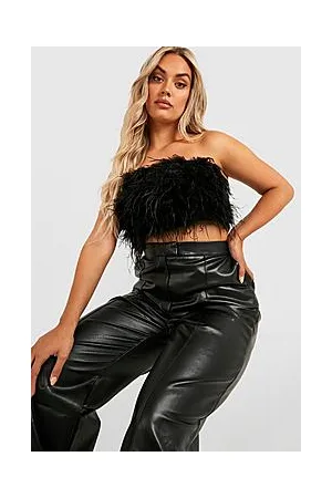 Boohoo Plus Feather Bandeau Crop Co-ord