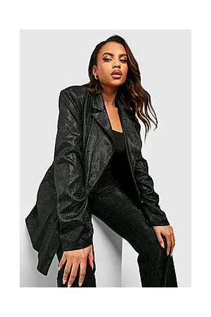 Boohoo Plus Glitter Oversized Tailored Blazer