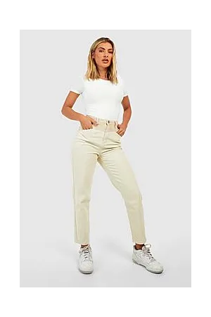 Boohoo High Waisted Contrast Cord Panel Mom Jeans