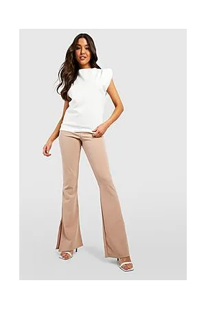 Boohoo Split Side Flared Leg Crepe Trousers