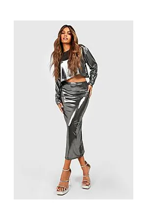 Boohoo Metallic Midaxi Skirt