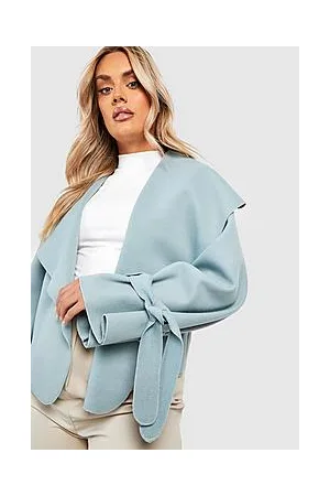 Boohoo Plus Waterfall Tie Cuff Coat