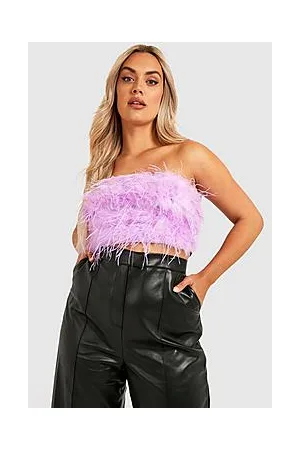 Boohoo Plus Feather Bandeau Crop Co-ord