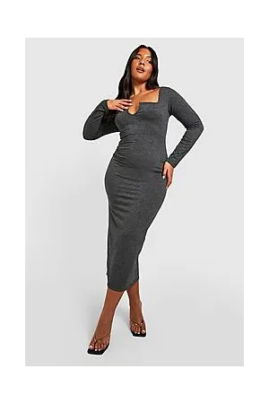 Boohoo Plus Jersey Notch Front Midaxi Dress