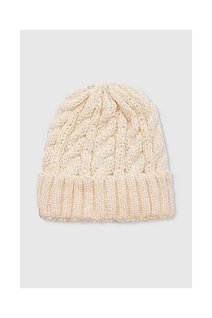 Boohoo Chunky Cream Cable Knit Beanie