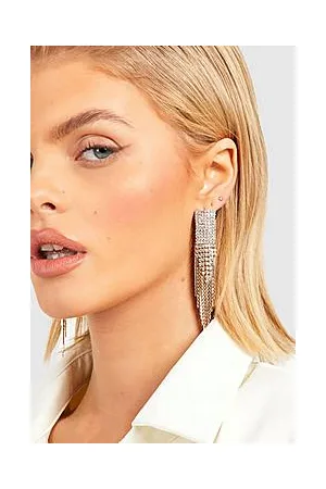 Boohoo Liquid Crystal Top Fringe Drop Earrings