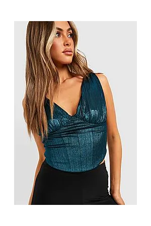 Boohoo Textured Foil Corset Top