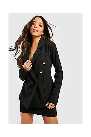Boohoo Basic Jersey Gold Button Blazer