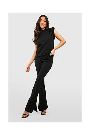 Boohoo Split Side Flared Leg Crepe Trousers