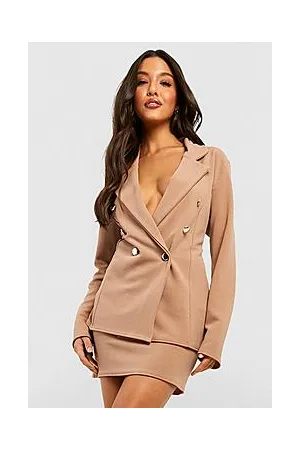 Boohoo Basic Jersey Gold Button Blazer