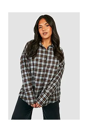 Boohoo Plus Checked Deep Cuff Shirt