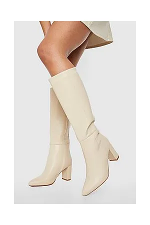 Boohoo Pointed Toe Block Heel Knee High Boots
