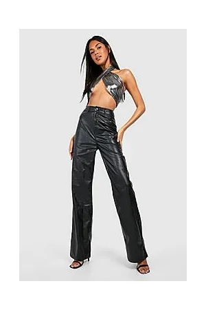 Boohoo Cross Over Metallic Halter Top
