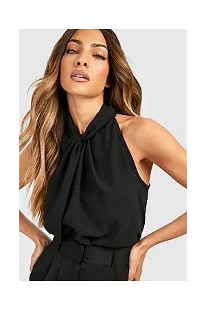 Boohoo Hammered Twist High Neck Blouse