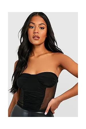 Boohoo Tall Mesh Contrast Bandeau Corset Top