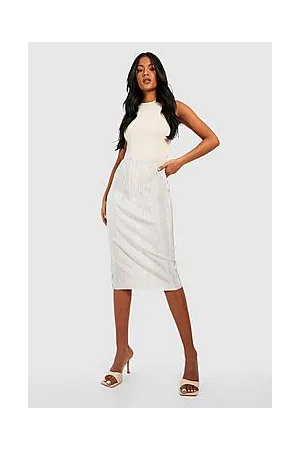 Boohoo Tall Plisse Midi Skirt