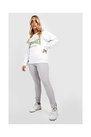 Boohoo Plus Rib Side Split Hem High Waist Leggings