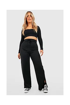 Boohoo Plus Loopback Split Wide Leg Jogger