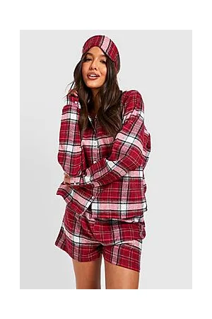 Boohoo Check 5pc Pyjamas, Eyemask & Scrunchie Set
