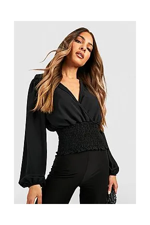 Boohoo Hammered Shirred Waist Shirt