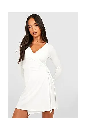 Boohoo Petite Jumbo Rib Wrap Dress
