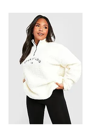 Boohoo Plus Premium Borg Dsgn Half Zip Sweatshirt