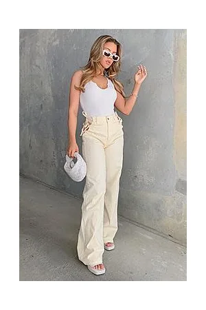 Boohoo Jacquard Denim Tie Side Boyfriend Jeans