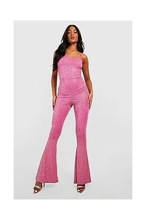 Boohoo Tall Shimmer Glitter Strappy Jumpsuit