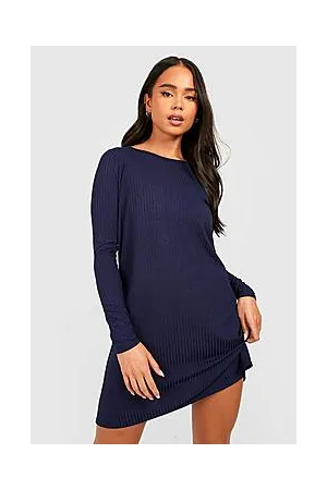 Boohoo Petite Jumbo Rib Swing Shift Dress