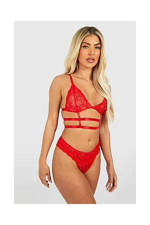 Boohoo Lace Harness Bralet & Brief Set