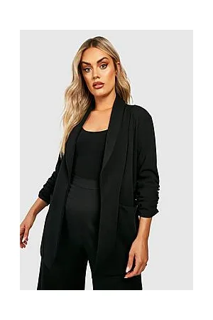 Boohoo Plus Lapel Detail Ruched Sleeve Blazer