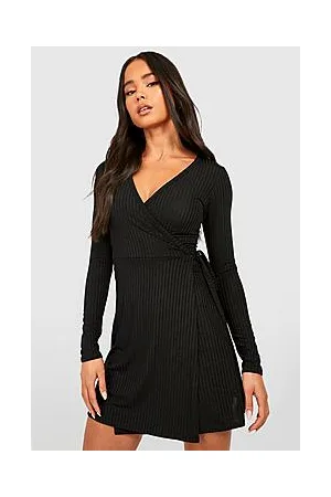 Boohoo Petite Jumbo Rib Wrap Dress