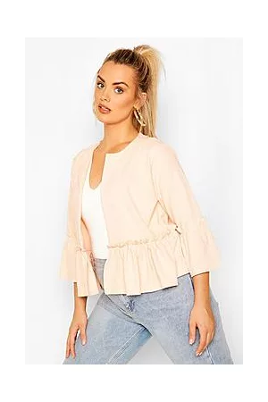 Boohoo Plus Ruffle Collarless Blazer