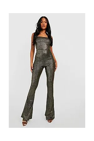Boohoo Tall Shimmer Glitter Strappy Jumpsuit