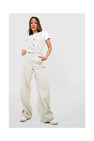 Boohoo Cord Buckle Belted Pinafore Jumpsuit