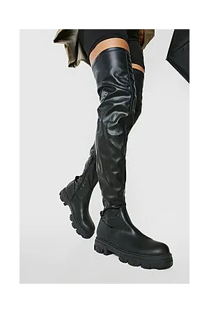 Boohoo Wide Fit Chunky Sole Over The Knee Boot