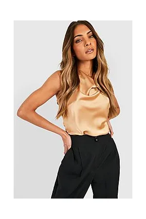 Boohoo Satin Drape Neck Sleeveless Blouse